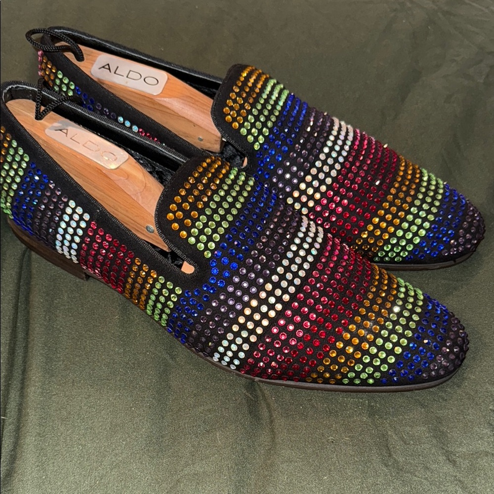 Steve Madden RARE Multicolor rainbow rhinestone crystal Studded Men's Loafers - Picture 4 of 8